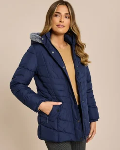 Steppjacke mit Webpelz-Kapuze