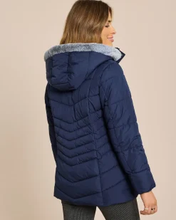 Steppjacke mit Webpelz-Kapuze