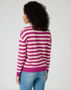 Streifenpullover mit Herzdetail