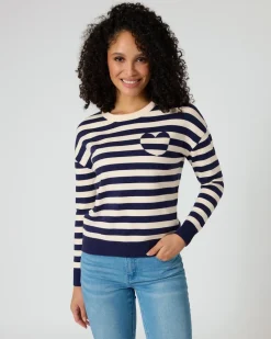 Streifenpullover mit Herzdetail