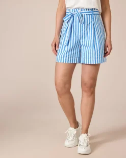 Streifen-Shorts mit Gürtel