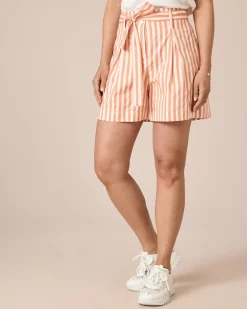 Streifen-Shorts mit Gürtel
