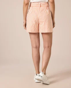 Streifen-Shorts mit Gürtel