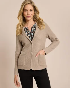 Strick-Blazer mit Wollanteil mercerisiert