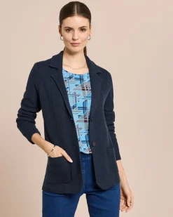 Strick-Blazer mit Wollanteil mercerisiert