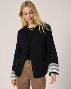 Strickjacke mit Kontrastbündchen