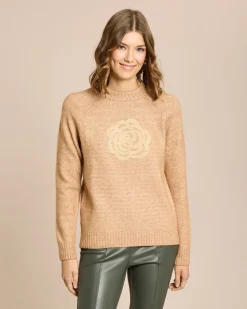 Strickpullover mit Blumenstickerei