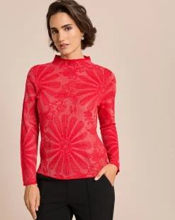 Strickshirt mit Blumenjacquard