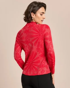 Strickshirt mit Blumenjacquard
