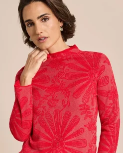 Strickshirt mit Blumenjacquard