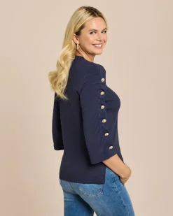 Strickshirt mit geknöpftem Ärmel