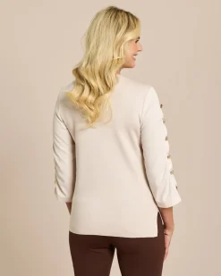 Strickshirt mit geknöpftem Ärmel