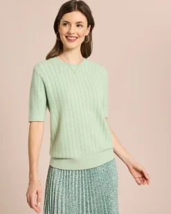 Strukturierter Kurzarm Pullover
