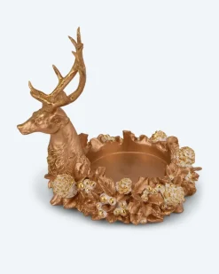 Stumpenkerzenhalter im Hirschdesign, flach
