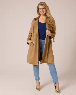 Trenchcoat in Velours-Optik
