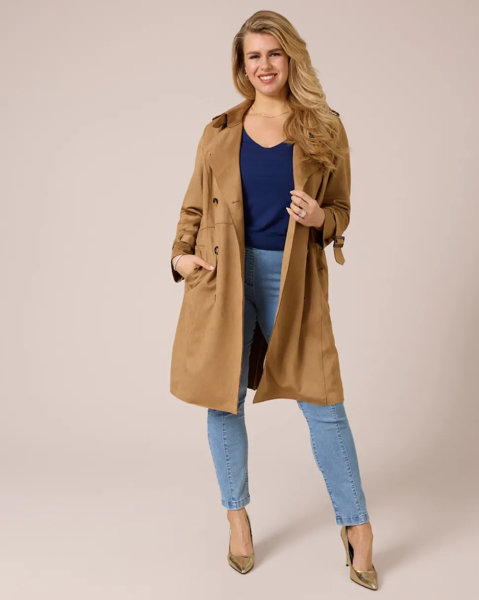 Trenchcoat in Velours-Optik
