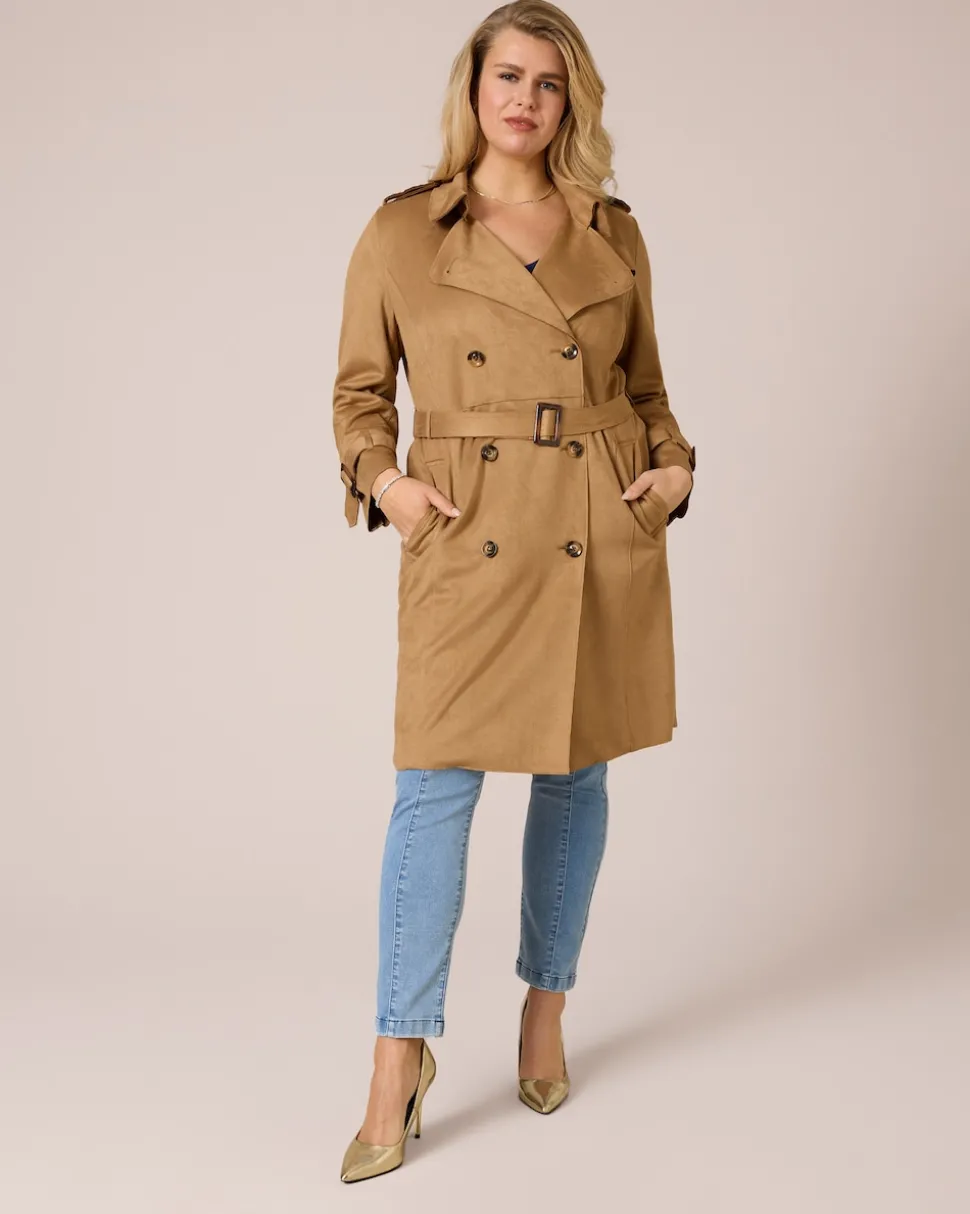 Trenchcoat in Velours-Optik