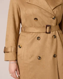 Trenchcoat in Velours-Optik