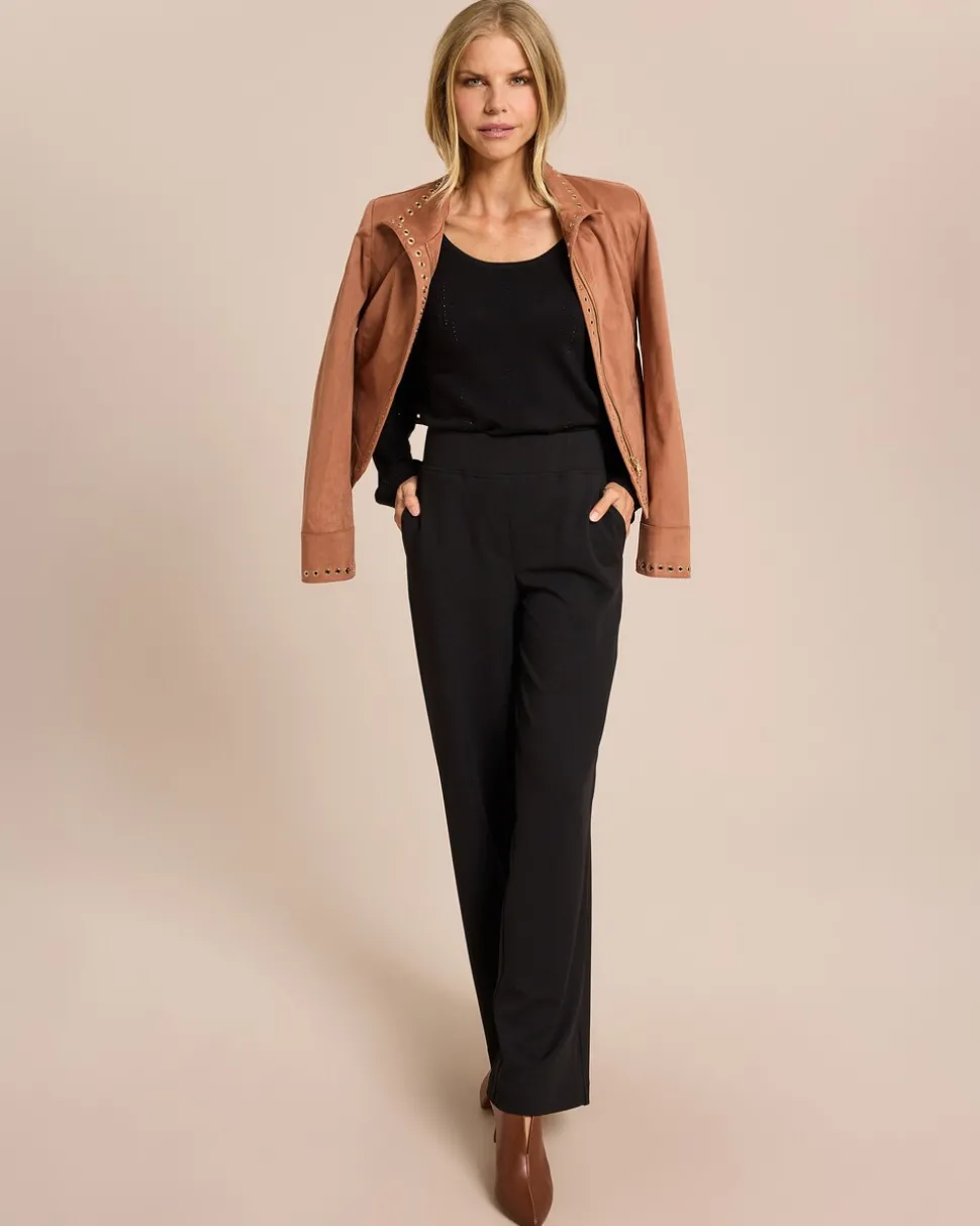 Velourlederimitat Jacke, Oesenbesatz