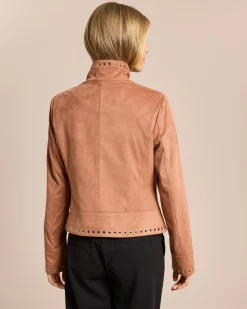 Velourlederimitat Jacke, Oesenbesatz