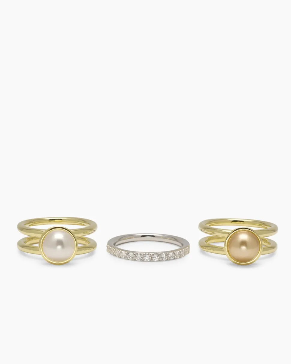 Verwandlungsring 3er Set mit MK-Perle 8 mm und Zirkonia