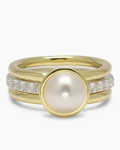 Verwandlungsring 3er Set mit MK-Perle 8 mm und Zirkonia
