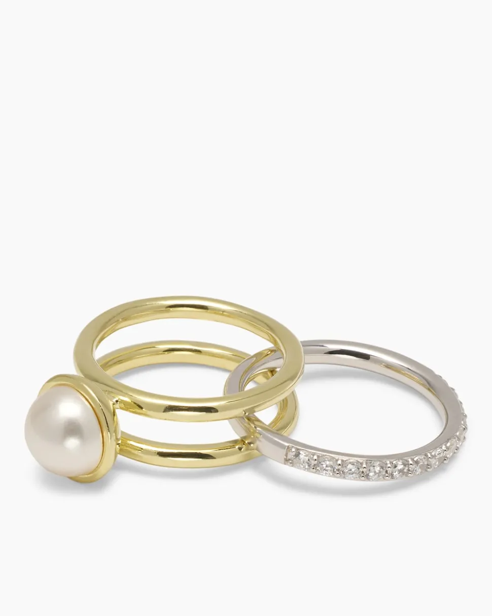 Verwandlungsring 3er Set mit MK-Perle 8 mm und Zirkonia