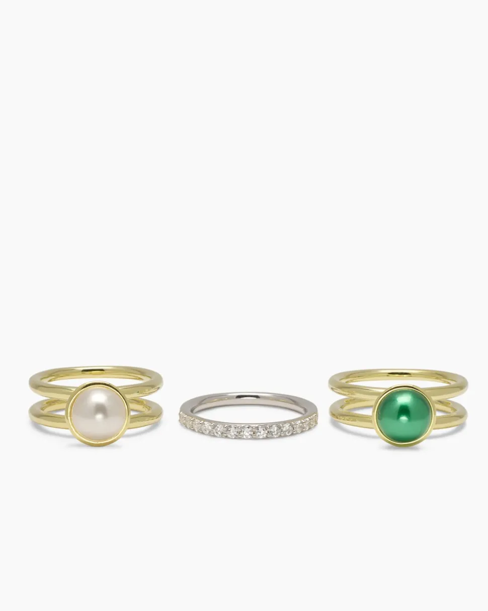 Verwandlungsring 3er Set mit MK-Perle 8 mm und Zirkonia