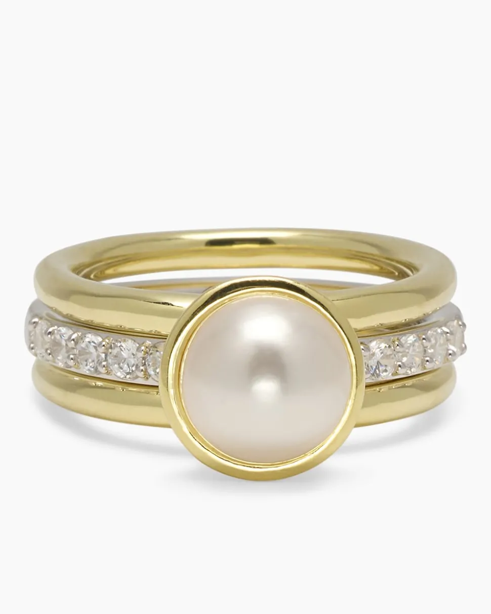 Verwandlungsring 3er Set mit MK-Perle 8 mm und Zirkonia