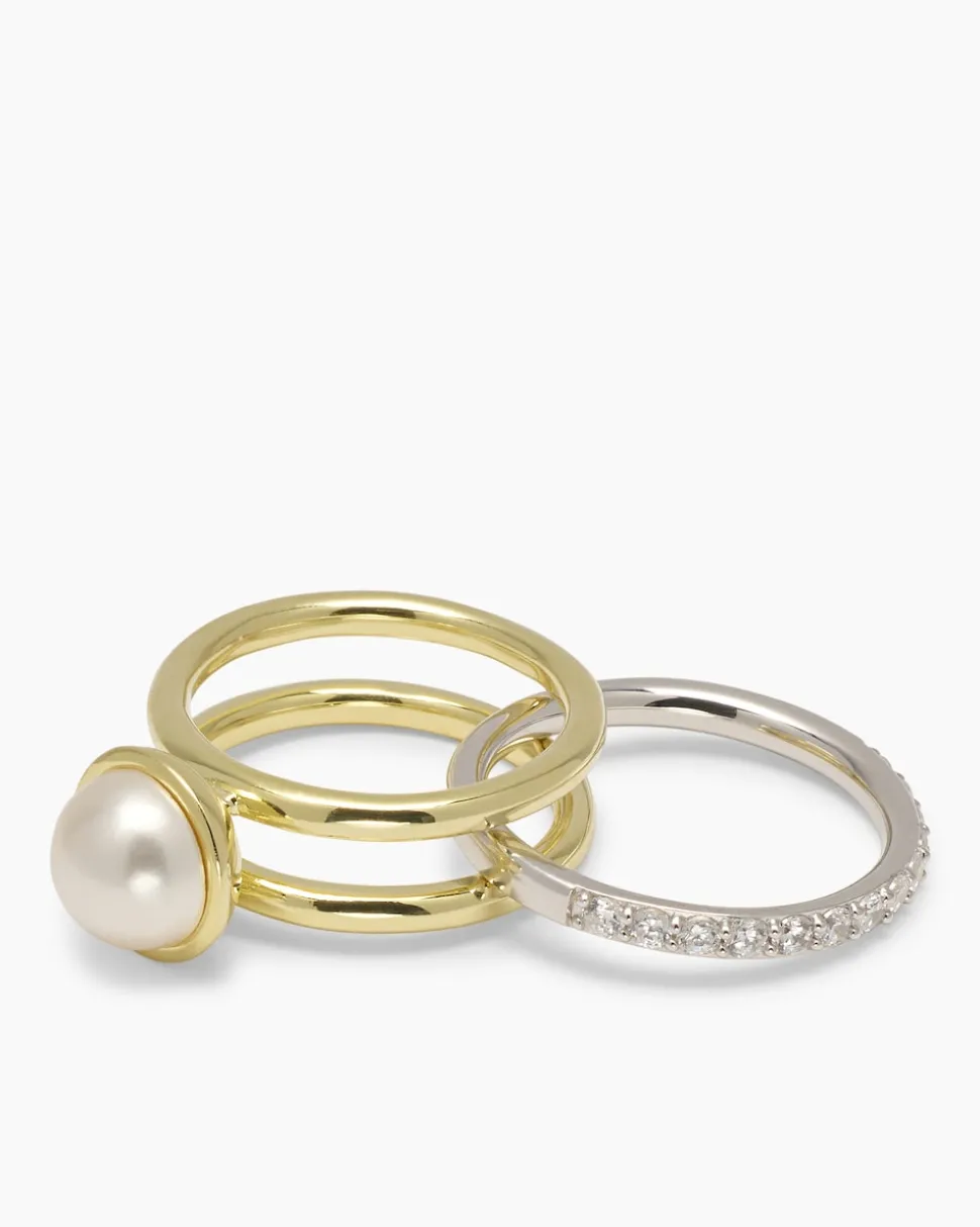 Verwandlungsring 3er Set mit MK-Perle 8 mm und Zirkonia