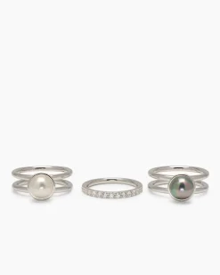 Verwandlungsring 3er Set mit MK-Perle 8 mm und Zirkonia
