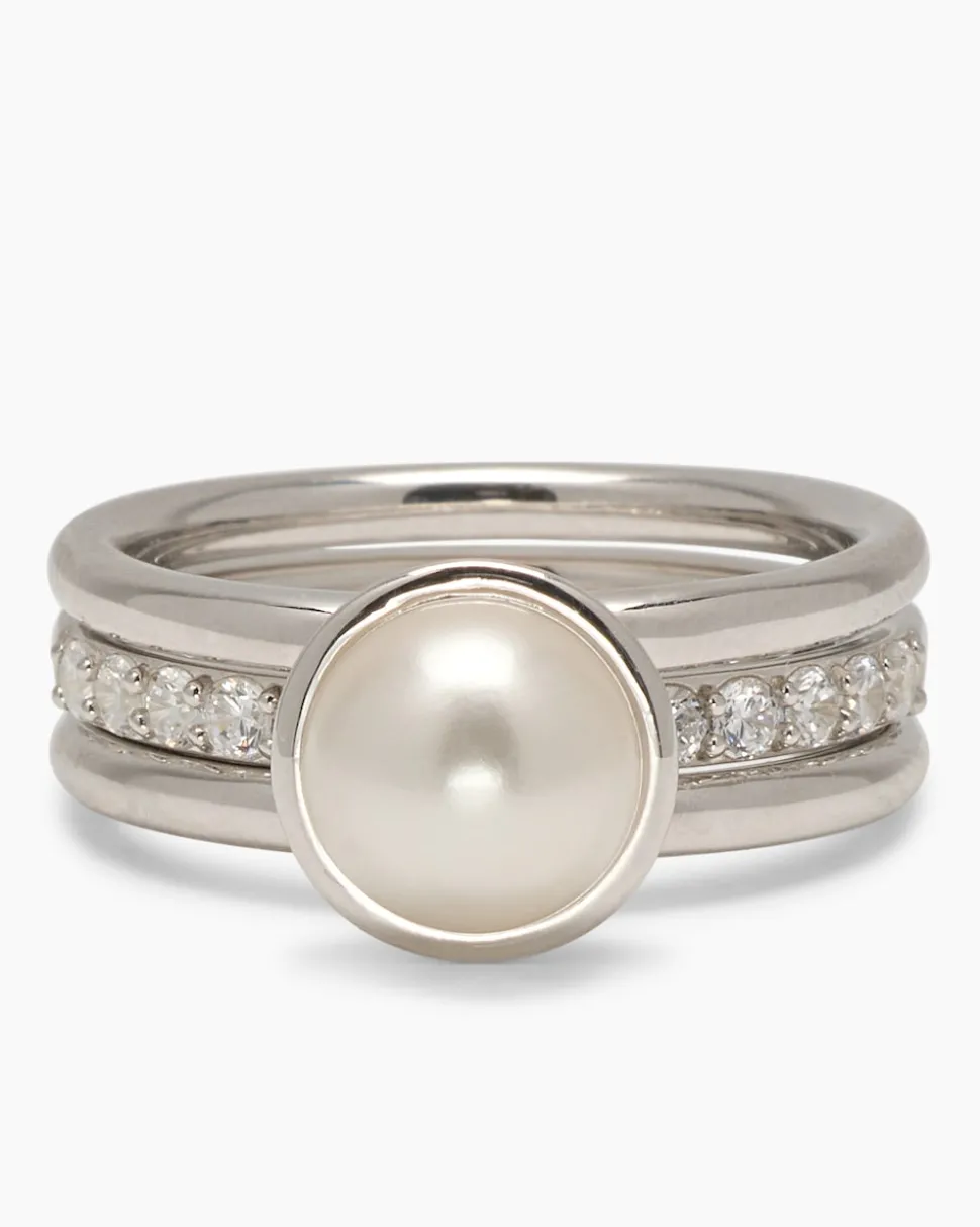 Verwandlungsring 3er Set mit MK-Perle 8 mm und Zirkonia