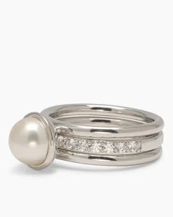 Verwandlungsring 3er Set mit MK-Perle 8 mm und Zirkonia