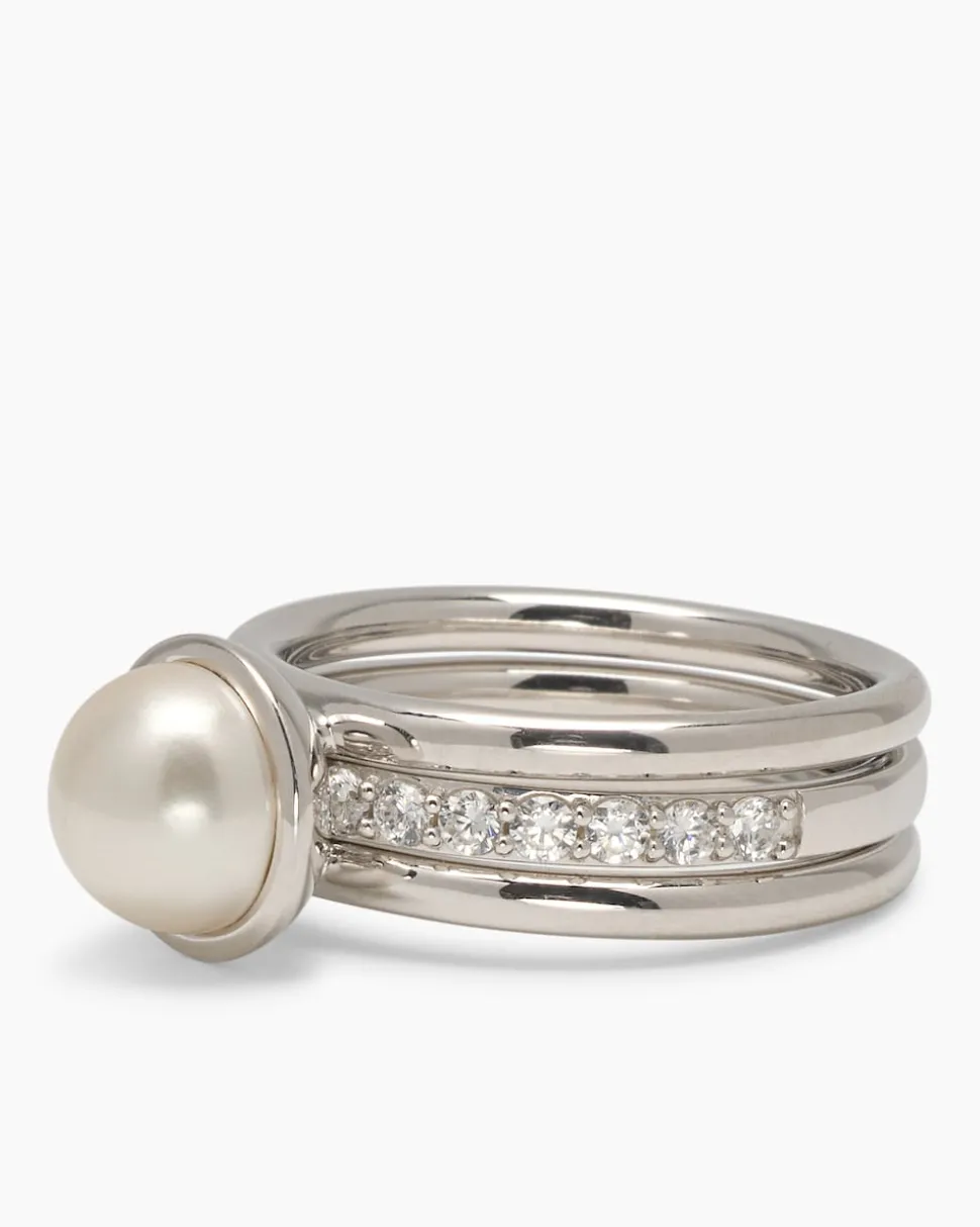 Verwandlungsring 3er Set mit MK-Perle 8 mm und Zirkonia