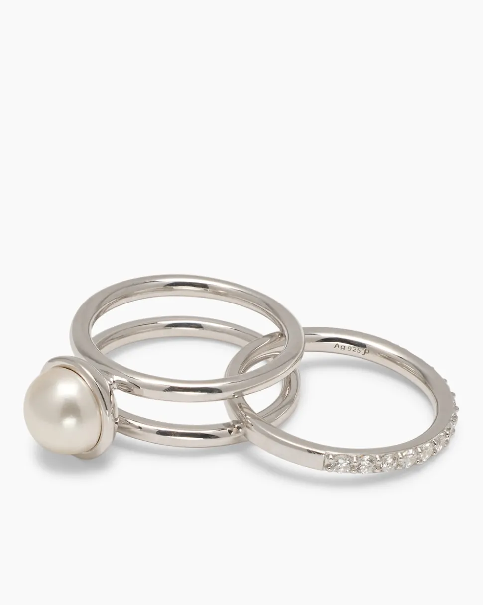 Verwandlungsring 3er Set mit MK-Perle 8 mm und Zirkonia