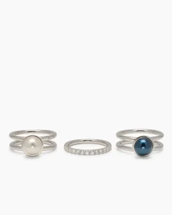 Verwandlungsring 3er Set mit MK-Perle 8 mm und Zirkonia