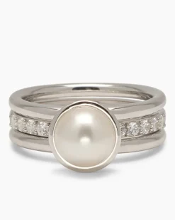 Verwandlungsring 3er Set mit MK-Perle 8 mm und Zirkonia