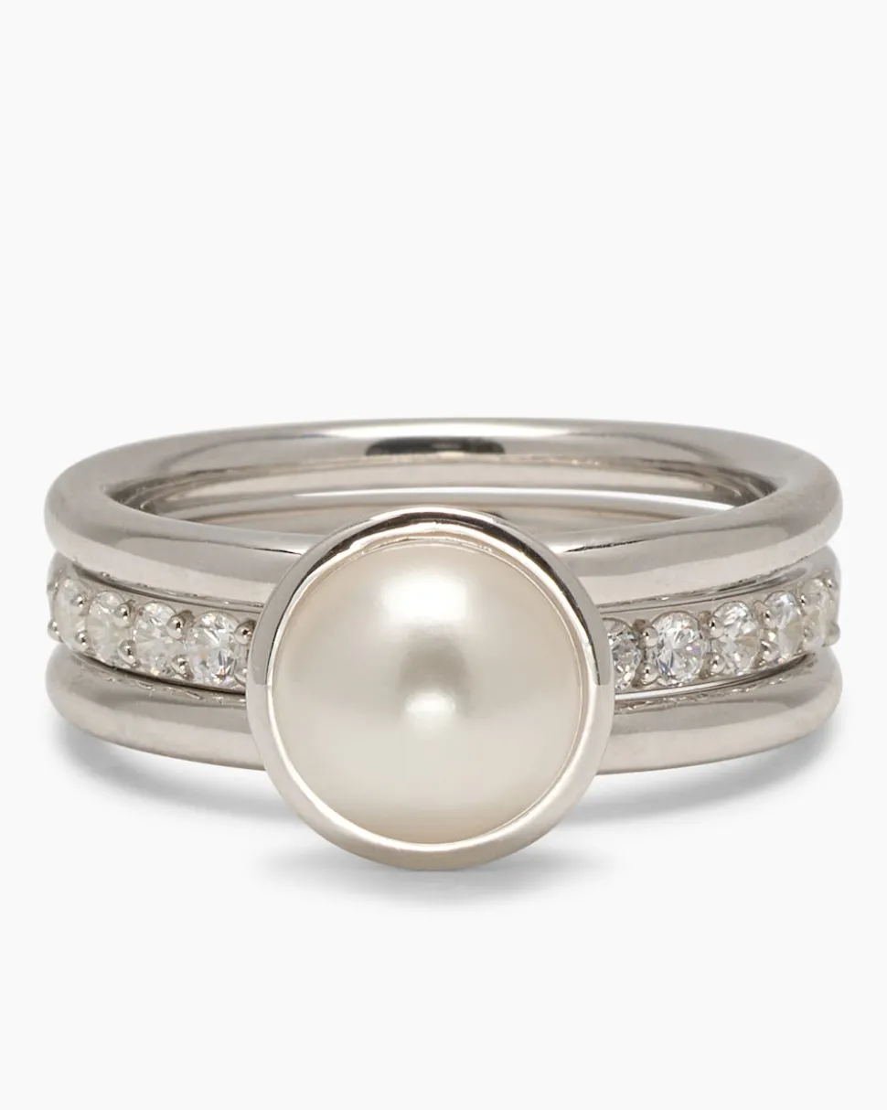 Verwandlungsring 3er Set mit MK-Perle 8 mm und Zirkonia