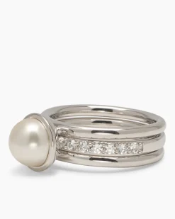 Verwandlungsring 3er Set mit MK-Perle 8 mm und Zirkonia