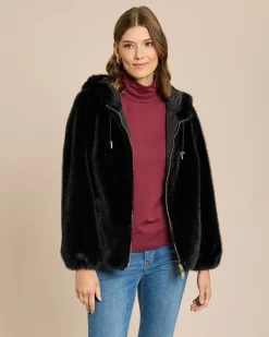 Webpelzjacke mit Kapuze