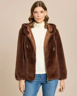 Webpelzjacke mit Kapuze