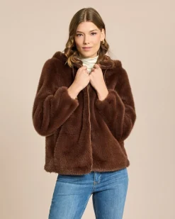 Webpelzjacke mit Kapuze