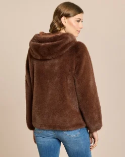 Webpelzjacke mit Kapuze