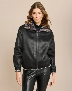Wendejacke Leder/Pelzimitat