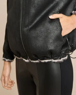 Wendejacke Leder/Pelzimitat