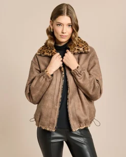 Wendejacke Leder/Pelzimitat