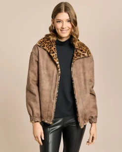 Wendejacke Leder/Pelzimitat