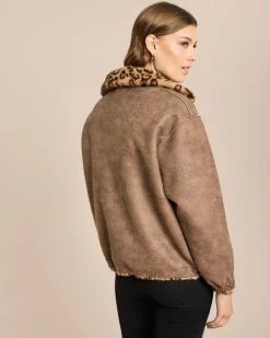 Wendejacke Leder/Pelzimitat