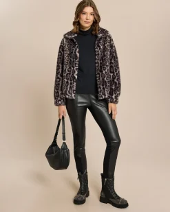 Wendejacke Leder/Pelzimitat