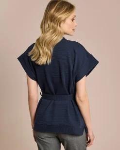 Weste in Ottoman Jersey mit Bindegürtel